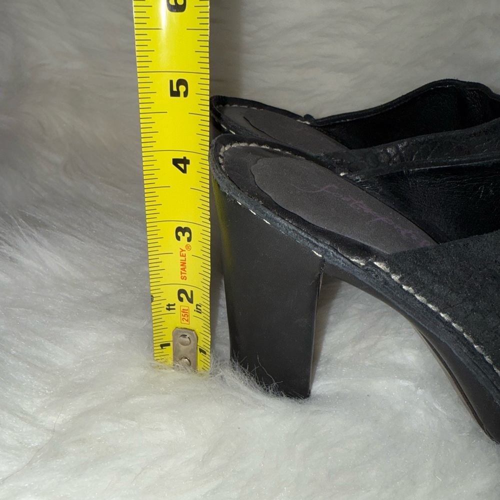 Donald J. Pliner Black Textured Heeled Mules - Picture 4 of 5